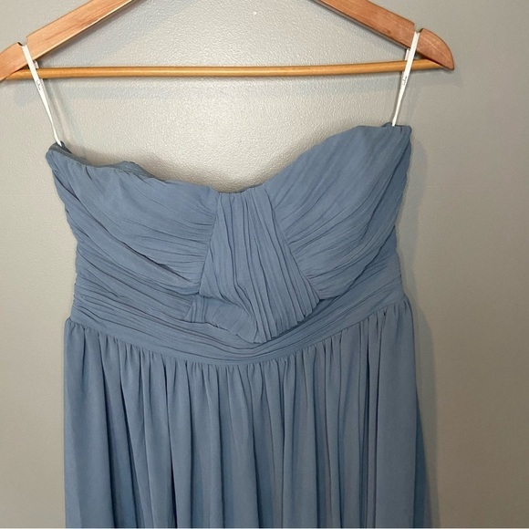 Lulu's Endless Glamour Slate Blue Pleated Strapless Maxi Dress - Picture 4 of 10
